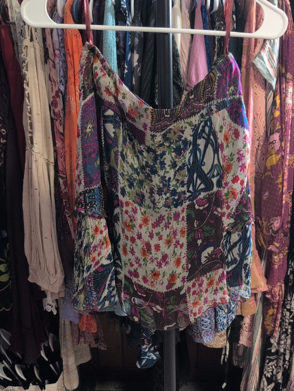 Angie Bohemian Floral Patchwork Flutter Skirt NWT